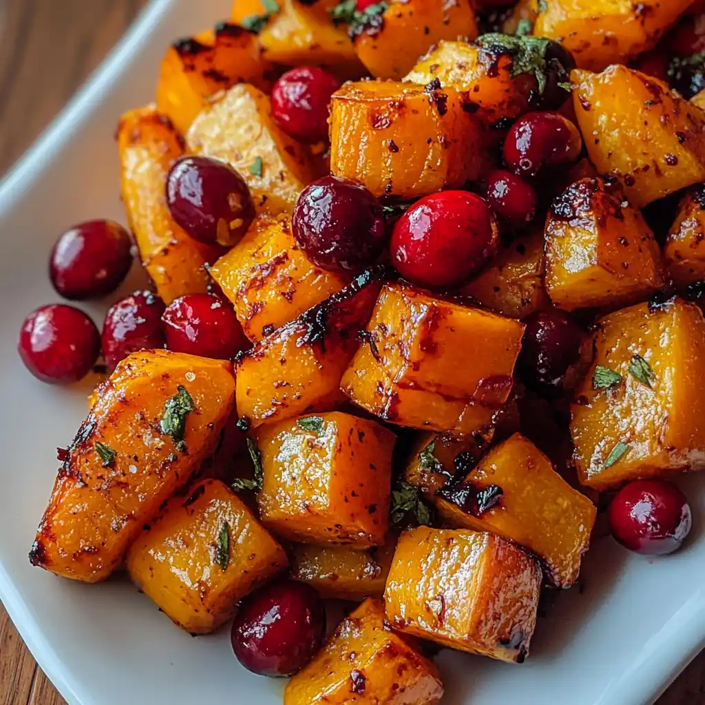 roasted-butternut-squash-cranberries-platter Roasted butternut squash and cranberries on platter
