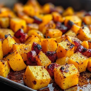 How to Roast Butternut Squash with Cranberries Like a Pro 1 Roasted butternut squash with cranberries on a white platter