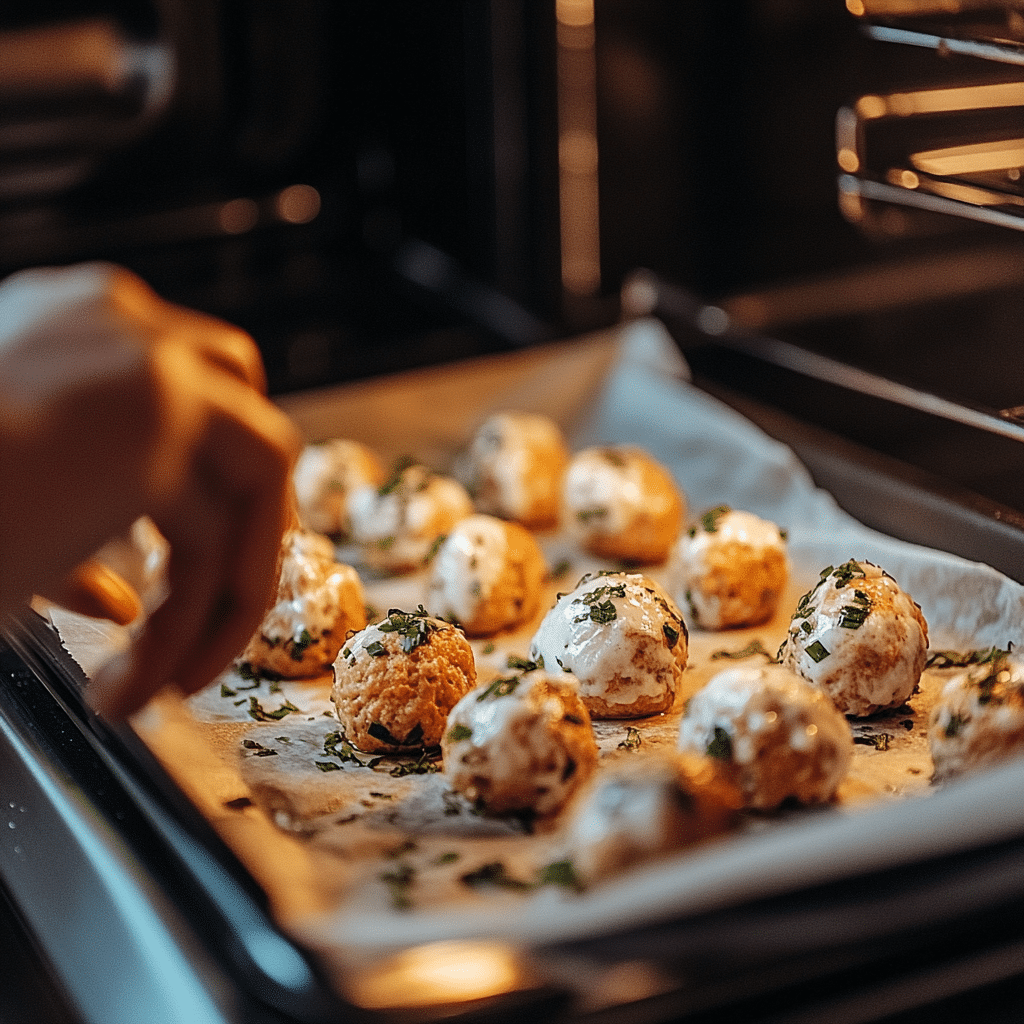 Paleo Turkey Sweet Potato Meatballs going into the oven