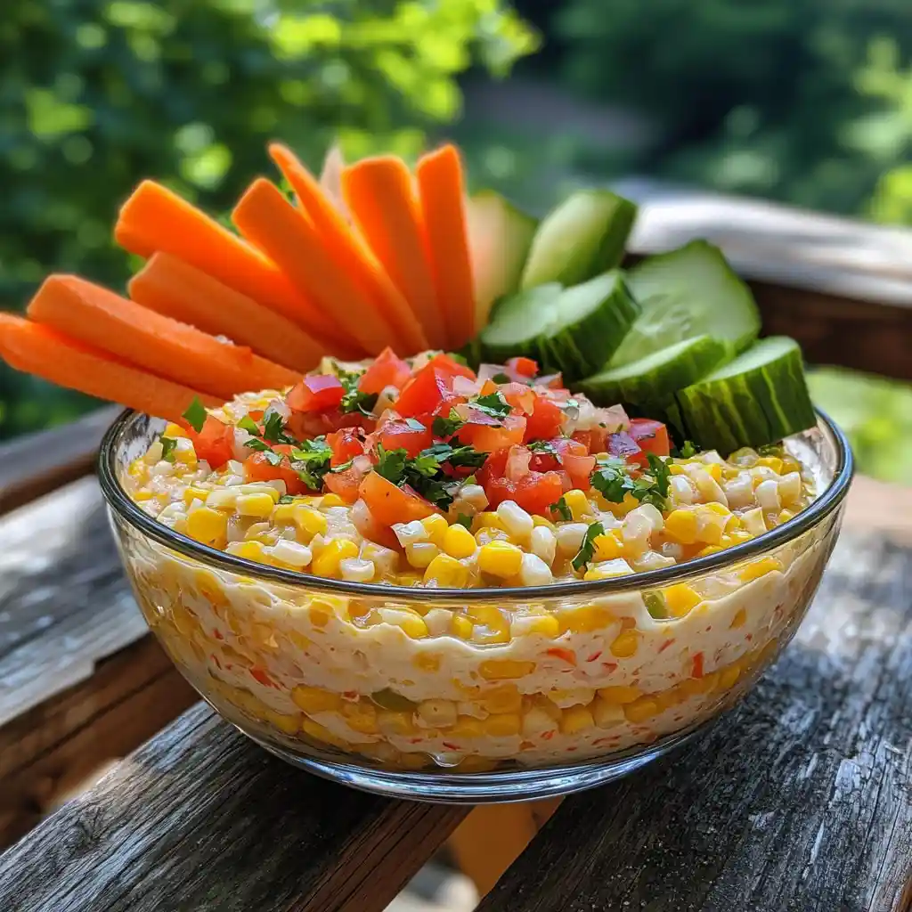 cold-mexican-street-corn-dip Cold Mexican Street Corn Dip with veggie dippers