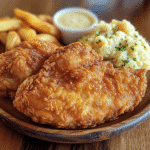 cracker barrel southern fried chicken served with mashed potatoes and biscuits