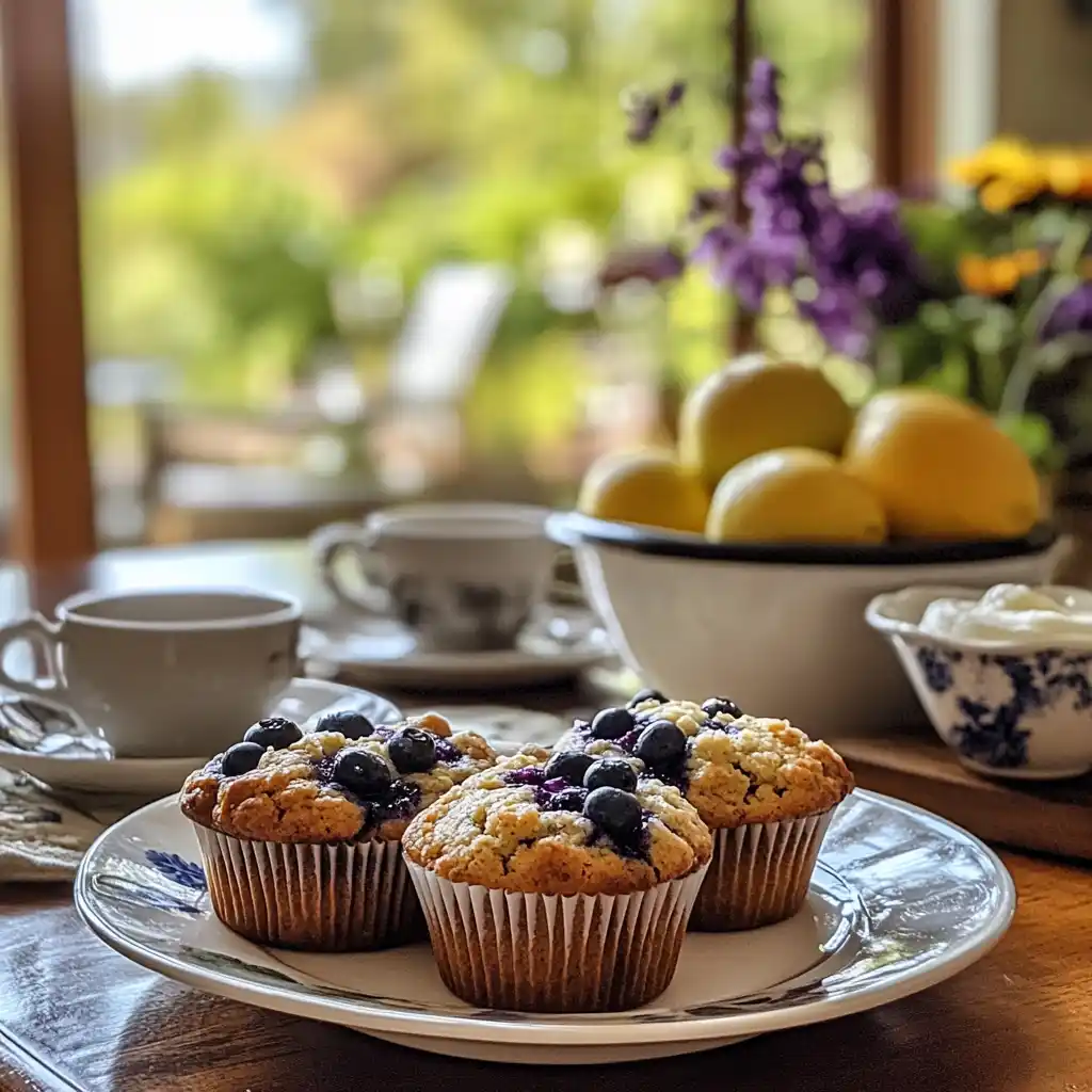 gluten-free-blueberry-muffins-almond-flour-brunch Gluten free blueberry muffins almond flour served for brunch