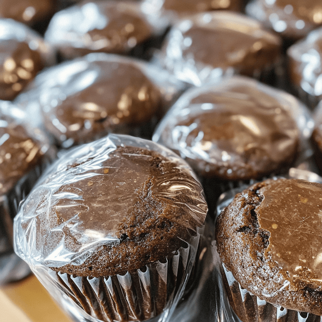 Healthy chocolate muffins ready for freezing