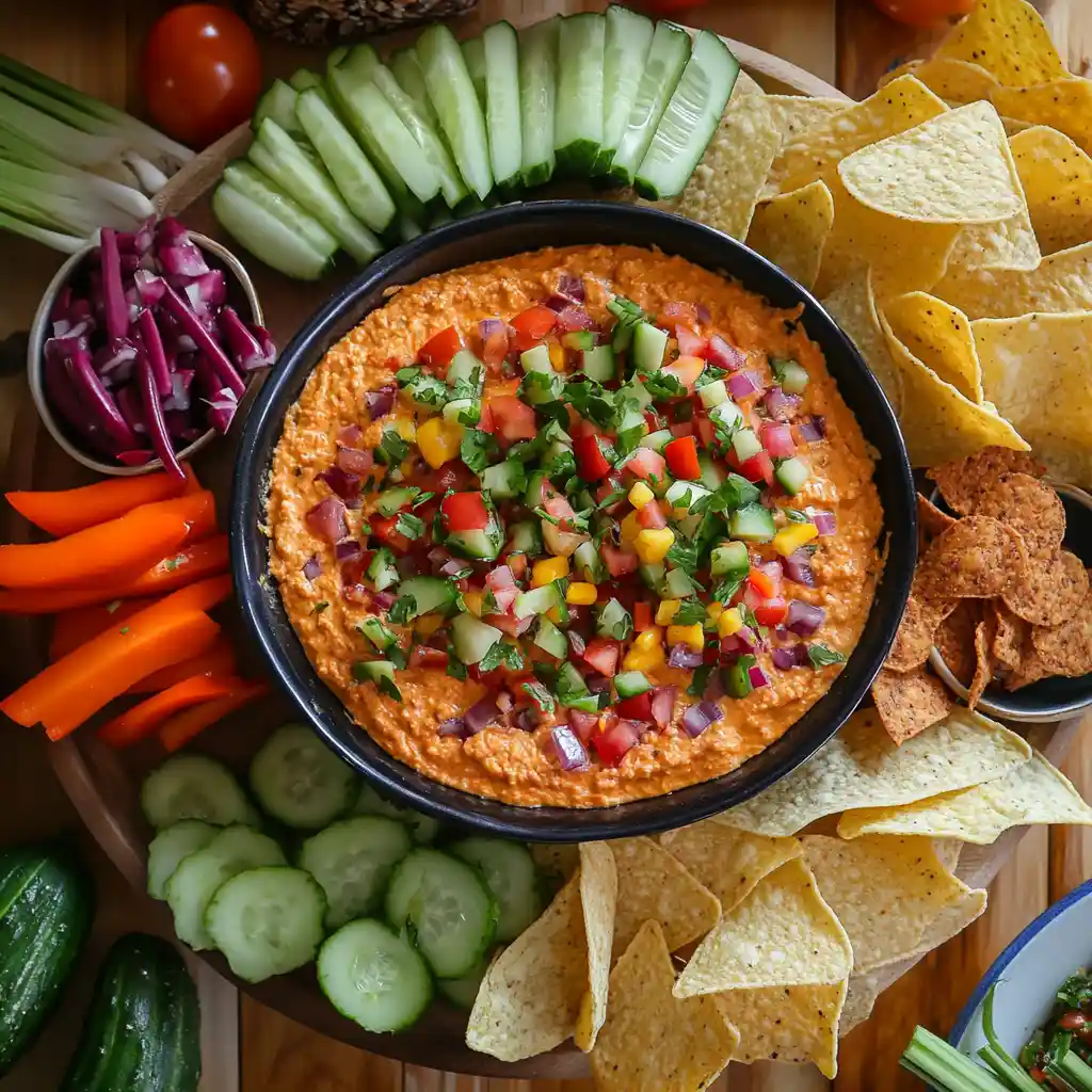 hot-taco-layer-dip-serving-ideas serving board with hot taco layer dip and sides