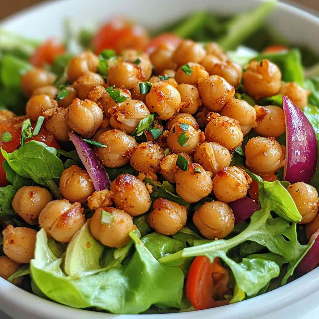 Roasted chickpeas used as salad topper