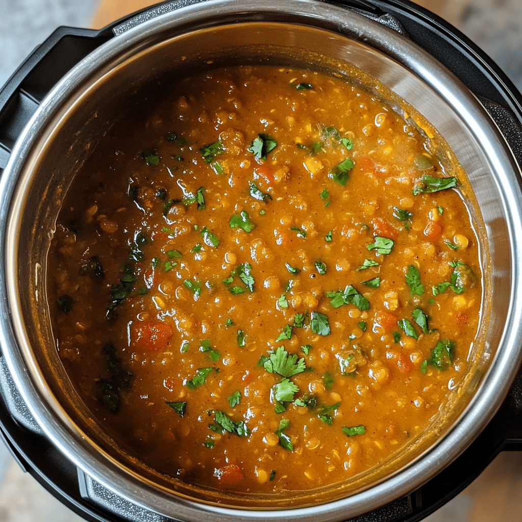 Vegan red lentil curry in Instant Pot